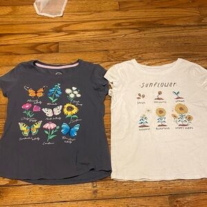 Floral and Butterfly Sparkle Kids T-Shirts Gray and White (two brands)